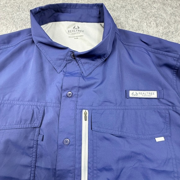 Realtree Fishing Mens 3XL Blue Button Down Long Sleeve Guide Shirt TS1546 - Picture 6 of 11